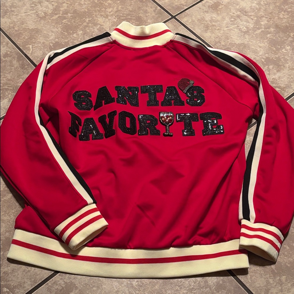 Judith March Vibrant Red Joggers with Cream and Black Accents